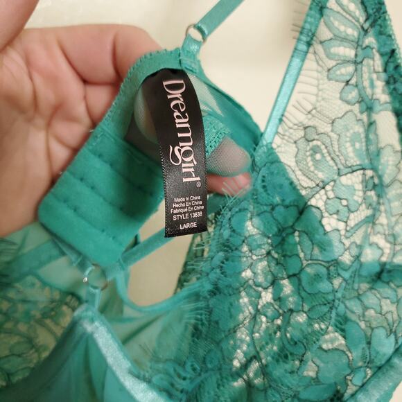 NWT DREAMGIRL Teal Lace Lingerie - Picture 7 of 9